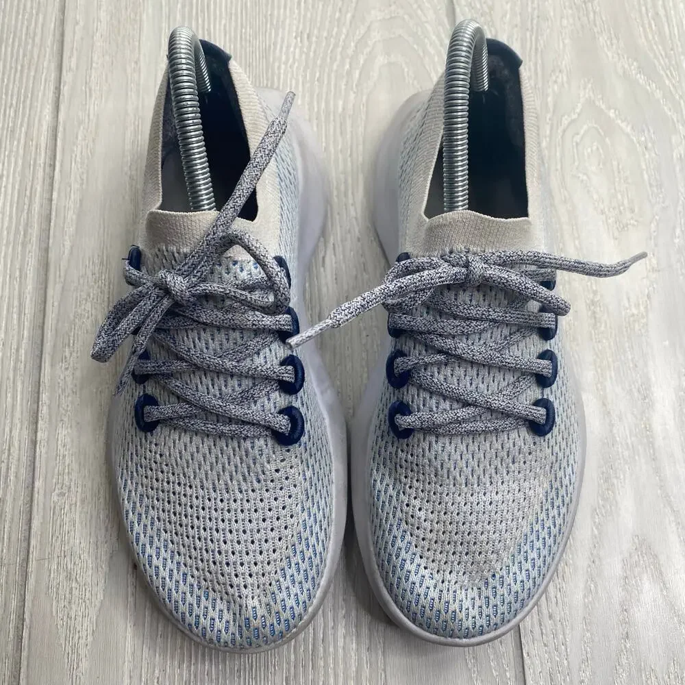 Allbirds Women's White & Blue Tree Dasher Lace Up Sneakers Size 8